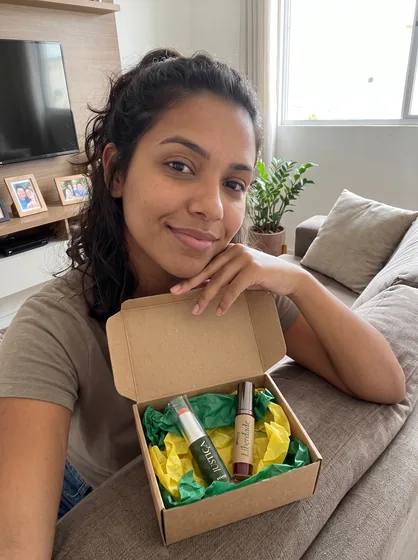 Cliente Débora do Brasil com seu pedido